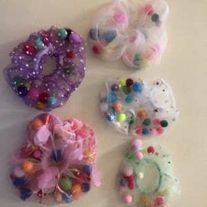 Pompom scrunchies